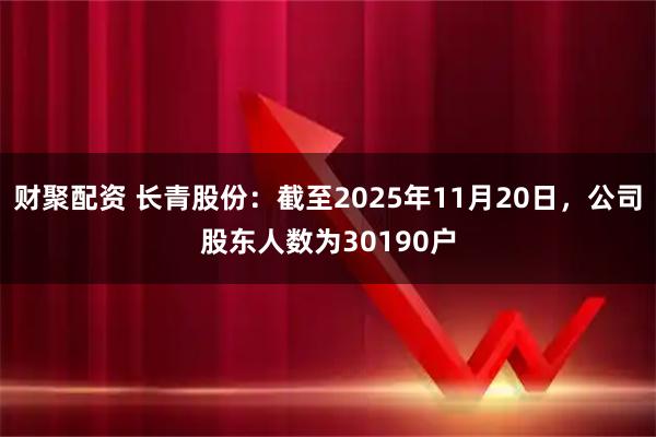 财聚配资 长青股份：截至2025年11月20日，公司股东人数为30190户